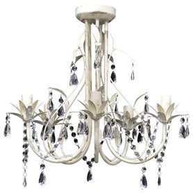 vidaXL Lustre en Cristal Transparent plafonnier 5 Feux Lampe luminaire