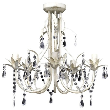 vidaXL Lustre en Cristal Transparent plafonnier 5 Feux Lampe luminaire