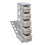 vidaXL Chiffonnier en Bois Colonial Blanc avec 5 paniers