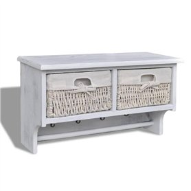 vidaXL Bois de Paulownia Porte-Manteau Blanc Murale Vêtements Chambre Entrée