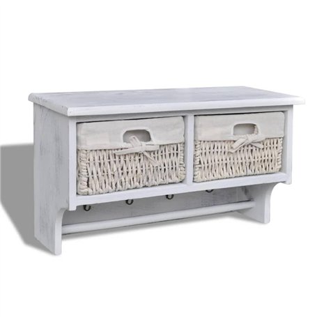 vidaXL Bois de Paulownia Porte-Manteau Blanc Murale Vêtements Chambre Entrée