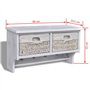 vidaXL Bois de Paulownia Porte-Manteau Blanc Murale Vêtements Chambre Entrée