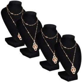 vidaXL 4X Présentoir Buste d'Exposition pour Colliers Flanelle Support Collier