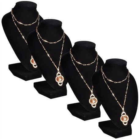 vidaXL 4X Présentoir Buste d'Exposition pour Colliers Flanelle Support Collier