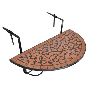 vidaXL Table de Balcon Suspendue Demi-Circulaire Terre Cuite Meuble de Jardin