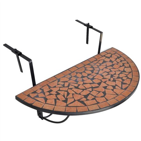 vidaXL Table de Balcon Suspendue Demi-Circulaire Terre Cuite Meuble de Jardin