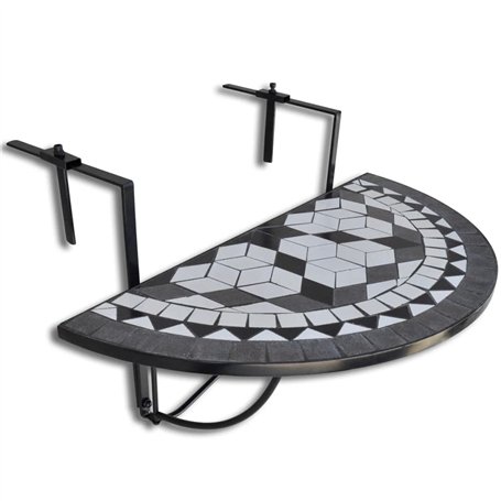vidaXL Table de Balcon Suspendue Demi-Circulaire Table de Jardin Terrasse