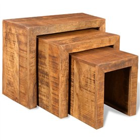 vidaXL Set de 3 Tables gigognes en manguier recyclé Style Antique