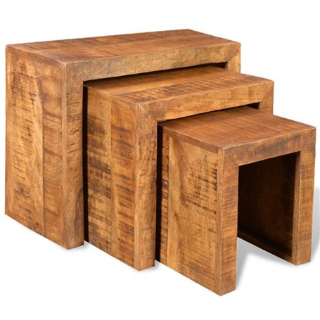 vidaXL Set de 3 Tables gigognes en manguier recyclé Style Antique