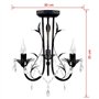 vidaXL Lustre Métal Noir Style Art Nouveau Perles Crystal 3 Ampoules E14 Lampe