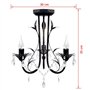 vidaXL Lustre Métal Noir Style Art Nouveau Perles Crystal 3 Ampoules E14 Lampe