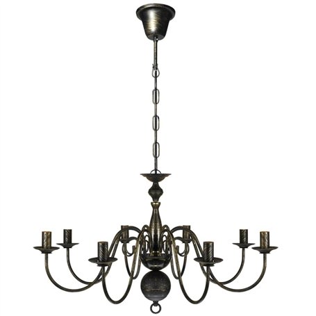 vidaXL Lustre Métal Noir Antique 8 Ampoules E14 Suspension Plafonnier Lampe