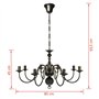 vidaXL Lustre Métal Noir Antique 8 Ampoules E14 Suspension Plafonnier Lampe