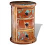 vidaXL Armoire Ronde en Bois Solide recyclé avec 3 tiroirs Armoire de Rangement