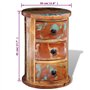 vidaXL Armoire Ronde en Bois Solide recyclé avec 3 tiroirs Armoire de Rangement