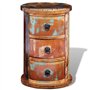 vidaXL Armoire Ronde en Bois Solide recyclé avec 3 tiroirs Armoire de Rangement