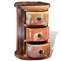 vidaXL Armoire Ronde en Bois Solide recyclé avec 3 tiroirs Armoire de Rangement