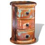 vidaXL Armoire Ronde en Bois Solide recyclé avec 3 tiroirs Armoire de Rangement
