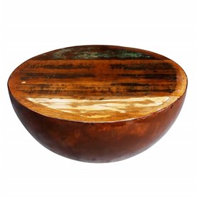 vidaXL Table Basse Forme de Bol avec Base en Acier Bois Recyclé Meuble Salon