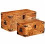 vidaXL 2 coffres de stockage bois brut de manguier Banc Meuble de rangement