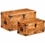 vidaXL 2 coffres de stockage bois brut de manguier Banc Meuble de rangement