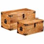 vidaXL 2 coffres de stockage bois brut de manguier Banc Meuble de rangement