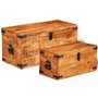 vidaXL 2 coffres de stockage bois brut de manguier Banc Meuble de rangement