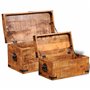 vidaXL 2 coffres de stockage bois brut de manguier Banc Meuble de rangement