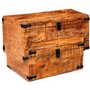 vidaXL 2 coffres de stockage bois brut de manguier Banc Meuble de rangement
