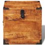 vidaXL Coffre carré en Bois Brut de manguier Banc Banquette Meuble de Rangement