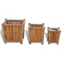 vidaXL Lits Surélevés en Bambou avec Doublure en Nylon 3 pcs Jardinière Jardin