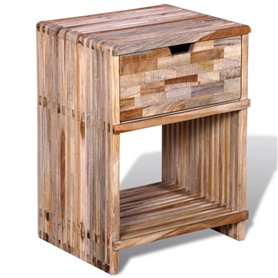 vidaXL Table de Chevet avec Tiroir Teck Recyclé Table de Nuit Meuble Chambre