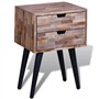 vidaXL Table de Chevet avec 2 Tiroirs Bois de Teck Recyclé Table de Nuit