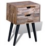 vidaXL Table de Chevet avec 2 Tiroirs Bois de Teck Recyclé Table de Nuit