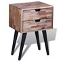 vidaXL Table de Chevet avec 2 Tiroirs Bois de Teck Recyclé Table de Nuit