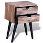 vidaXL Table de Chevet avec 2 Tiroirs Bois de Teck Recyclé Table de Nuit