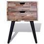 vidaXL Table de Chevet avec 2 Tiroirs Bois de Teck Recyclé Table de Nuit