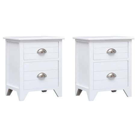 vidaXL Ensemble de 2 Tables de Chevet Meubles pour téléphone à 2 tiroirs Blancs