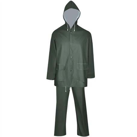 vidaXL Combinaison de Pluie imperméable 2 pcs avec Capuche Vert XL, Longs imperméables avec Capuche, Vestes de Pluie, vêtements 