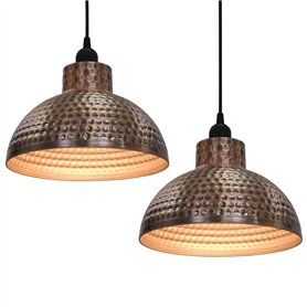 vidaXL 2x Plafonnier Semi-sphérique Couleur Cuivre Lumière Lampe Suspension