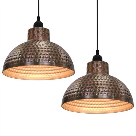 vidaXL 2x Plafonnier Semi-sphérique Couleur Cuivre Lumière Lampe Suspension