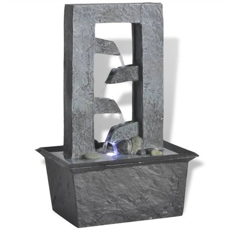 vidaXL Fontaine d'Intérieur avec Lumière LED Poly-résine Décoration Salon