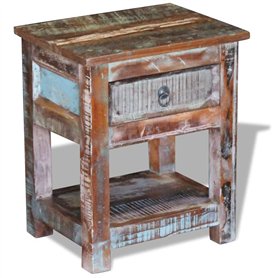 vidaXL Table d'appoint avec 1 tiroir Bois de récupération 43 x 33 x 51 cm