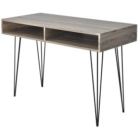 vidaXL Bureau avec 2 Compartiments Gris Table d‘Ordinateur Table de Travail