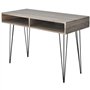 vidaXL Bureau avec 2 Compartiments Gris Table d‘Ordinateur Table de Travail