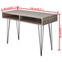 vidaXL Bureau avec 2 Compartiments Gris Table d‘Ordinateur Table de Travail