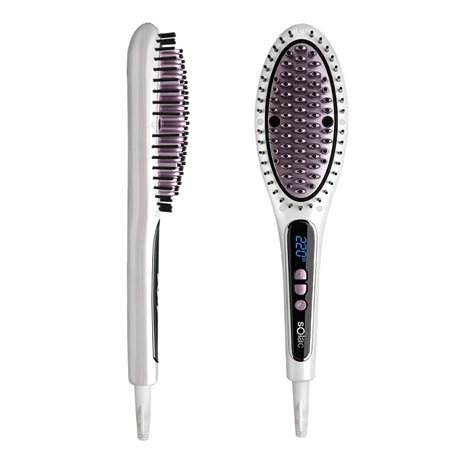 Solac - Brosse à lisser électrique ionique Expert | Température réglable jusqu'à 220°C | Brosse à technologie ionique | Revêteme