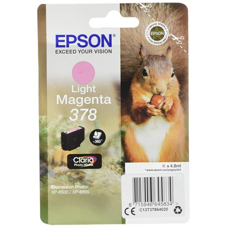 Epson 378 Ecureuil Magenta clair, Cartouche d'encre d'origine, XP-8500 XP-8505 XP-8600 XP-8605 XP-8606 XP-8700