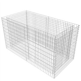 vidaXL Lit Surélevé Gabion Acier 180x90x100 cm Argenté Jardinière Pot de Fleur