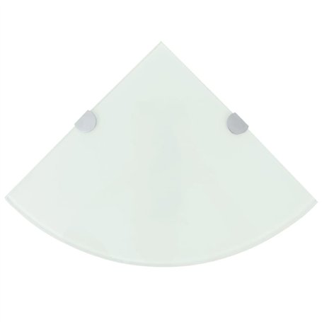 vidaXL Étagère de Coin avec Supports chromés Salle de Bain Verre Blanc 25x25 cm